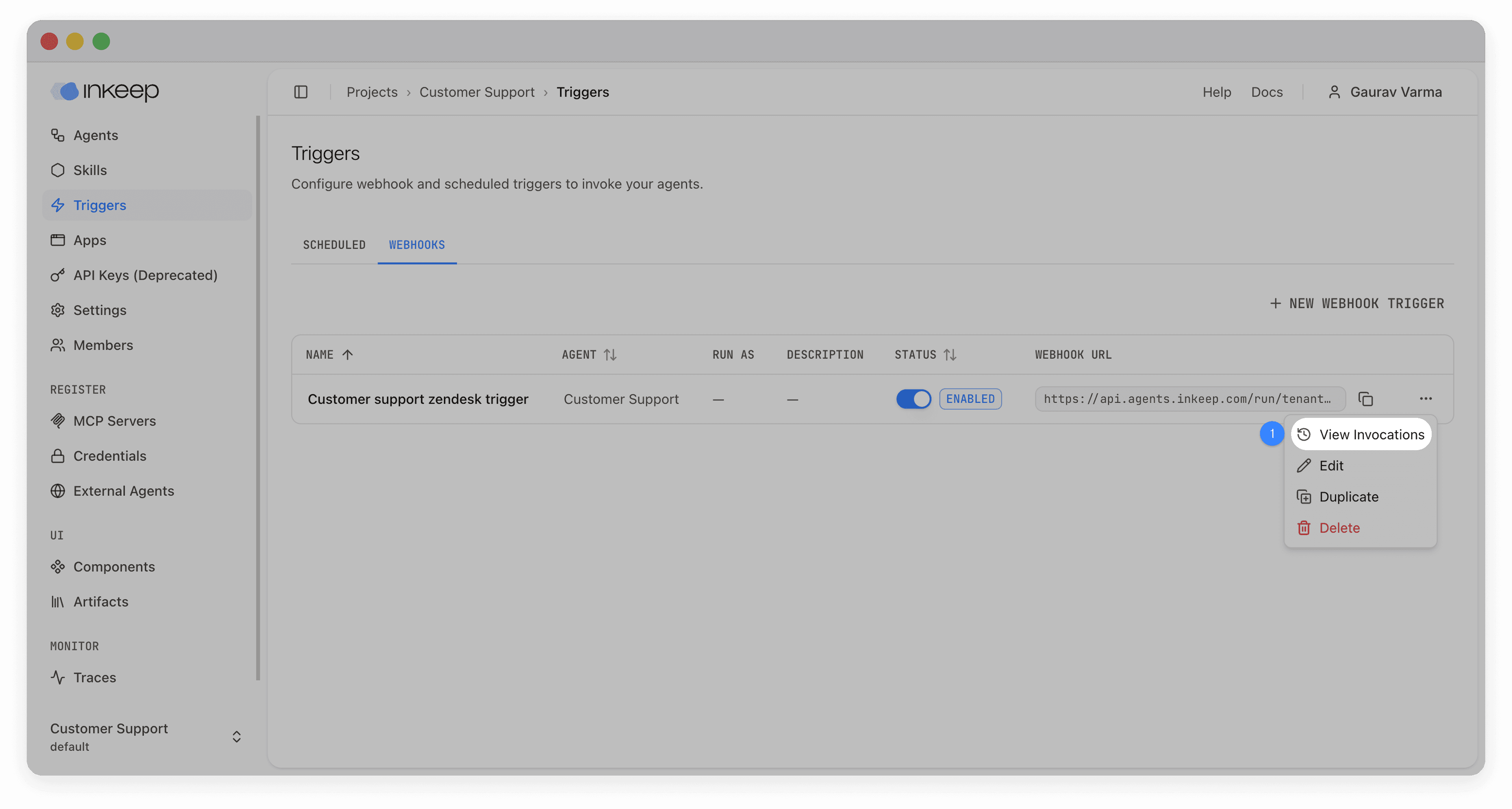 Trigger Web Webhook Triggers - Inkeep Open Source Docs