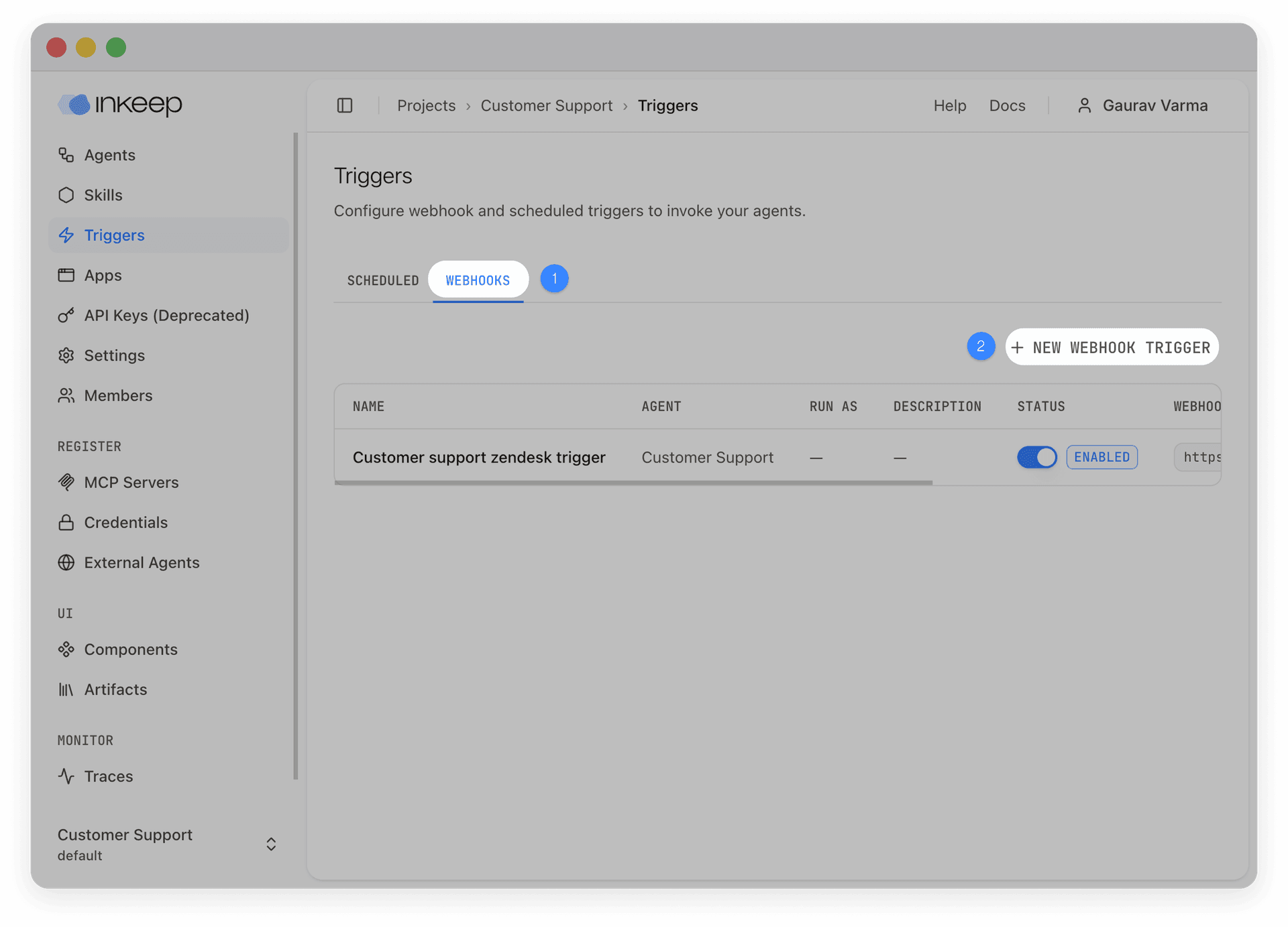 Inkeep Webhook Triggers - Inkeep Open Source Docs